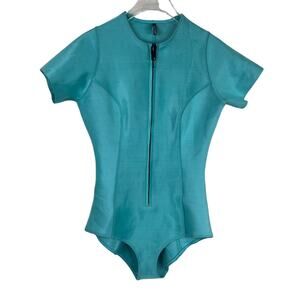 Lisa‎ Marie Fernandez Farrah Swimsuit Size 3 US 6-8 Teal Bonded Zip Up One Piece